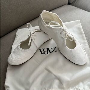Zara White Ballet Flats with Rounded Toe